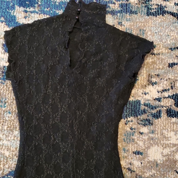 BEAUTIFUL VINTAGE LACE ASIAN INSPIRED STYLE DRESS XS BLK